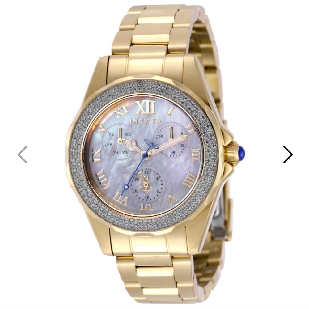 OCEAN VOYAGE Lady Model 47700 Mother of Pearl Dial Quartz Gold New